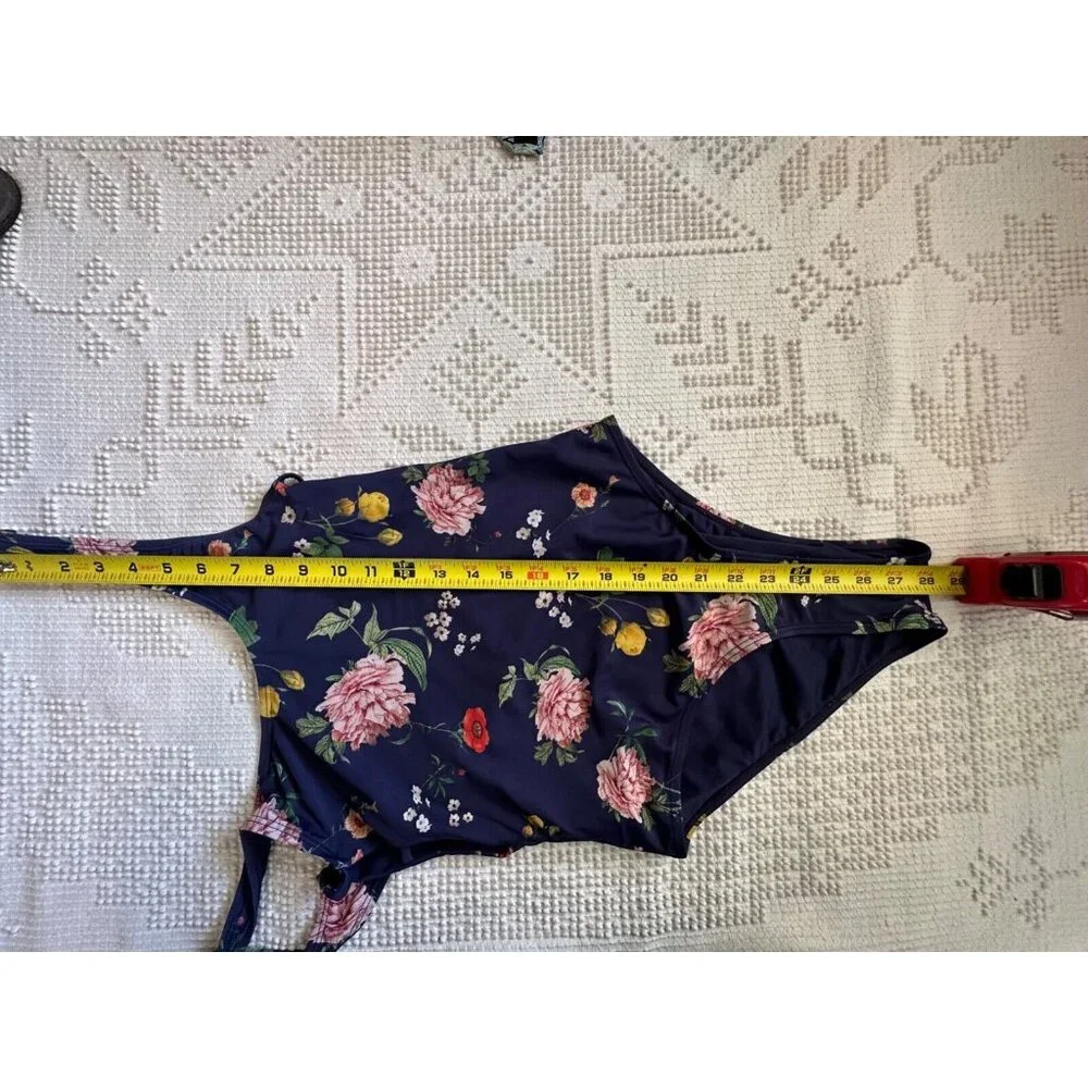 Y.A.S. Womens Swimsuit Sz S One-Piece Navy Floral Modern CottageCore Romantic - Picture 12 of 12